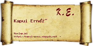 Kapui Ernő névjegykártya