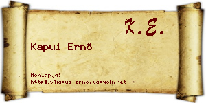 Kapui Ernő névjegykártya